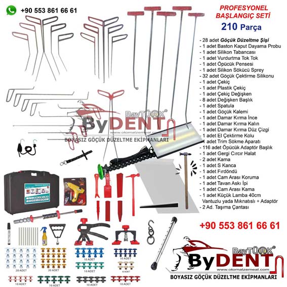 Pdr Boyasız Göçük Düzeltme Seti, otomalzemeal, bydent, ücretsiz göçük onarım eğitimi, sertifikalı göçük onarım eğitimi, göçük düzeltme seti