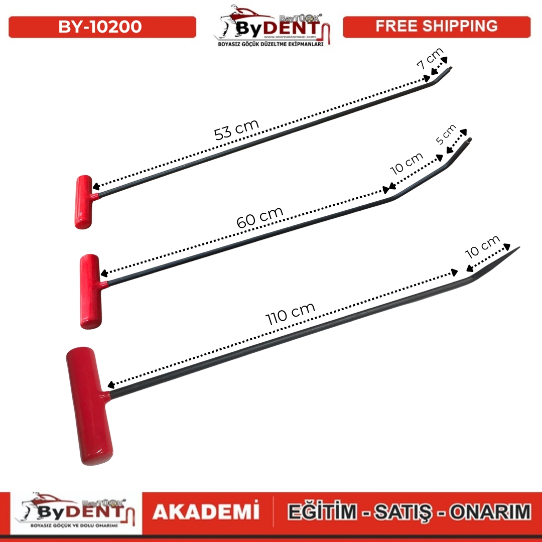 Pdr Paintless Dent Repair 3 Piece T Handle Rod Set