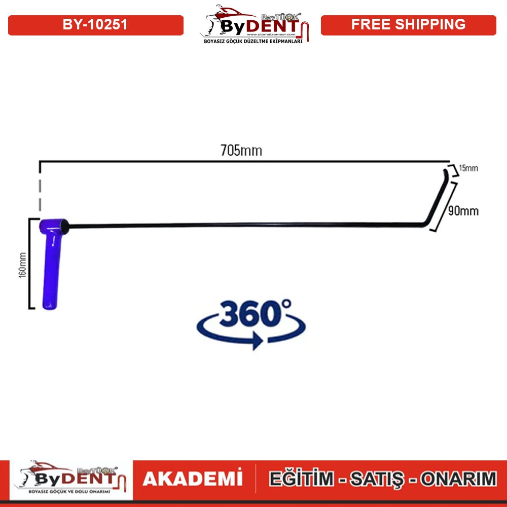 Pdr Boyasız Göçük Düzeltme Özel Çubuk Sustalı 360 Döner Kulp