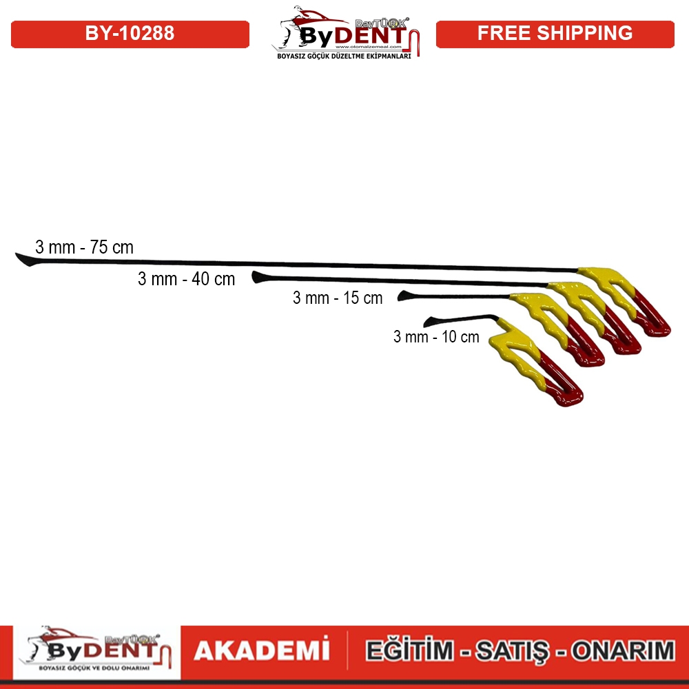 Pdr Boyasız Göçük Düzeltme Çubuğu Balina Kuyruğu Seti 4 lü