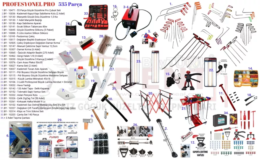 Pdr Paintless Dent Repair Set 535 Piece Professional Full + Full Set