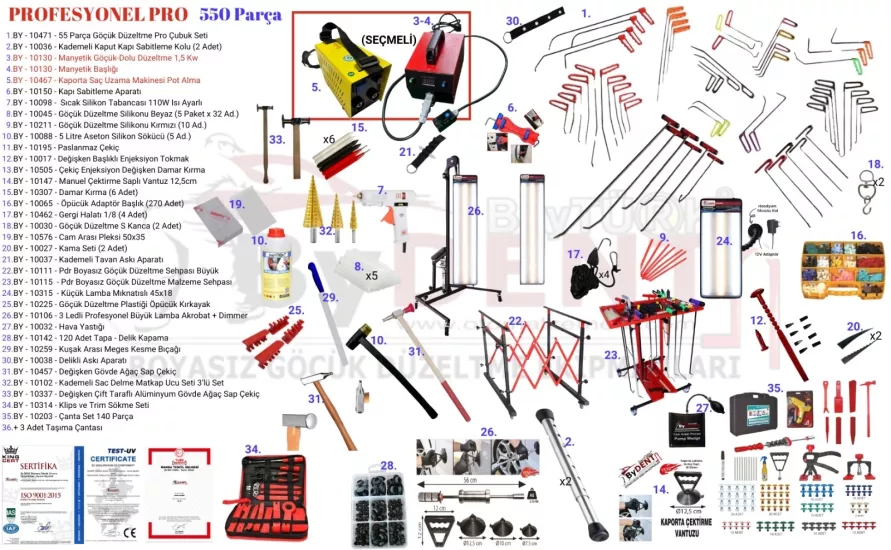 Pdr Paintless Dent Repair Set 535 Piece Professional Full + Full Set